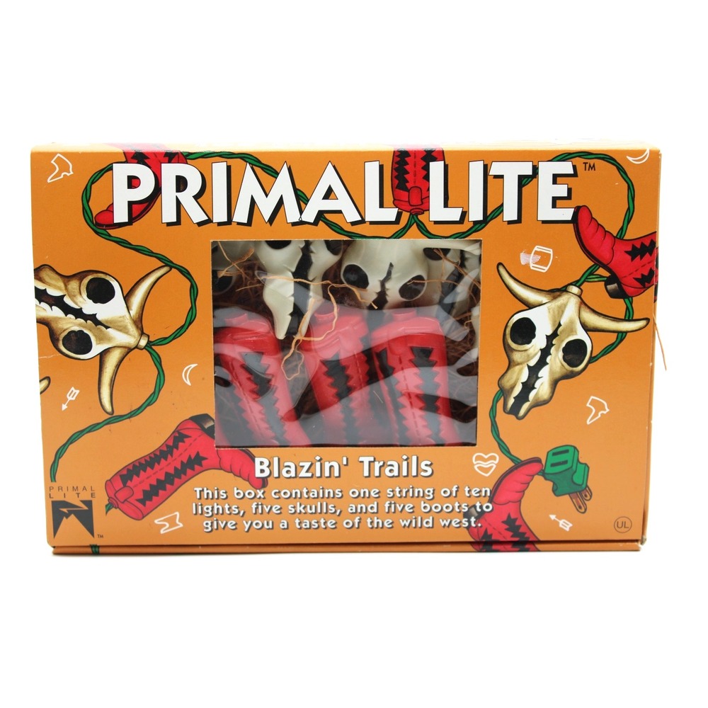 VTG 1993 Blow Mold Blazin' Trails Cowboy String Lights NEW Primal Lite 10 Lights